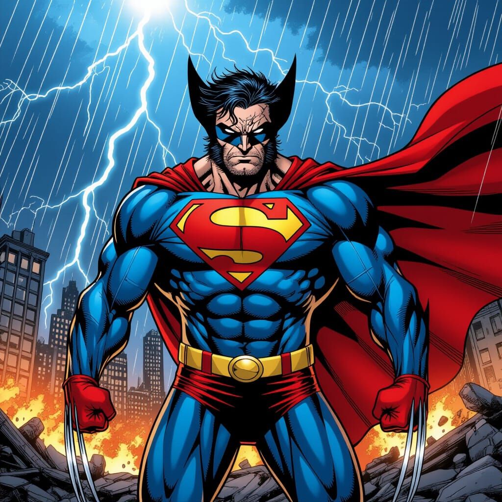 Superman Meets Wolverine in Comic Book Action