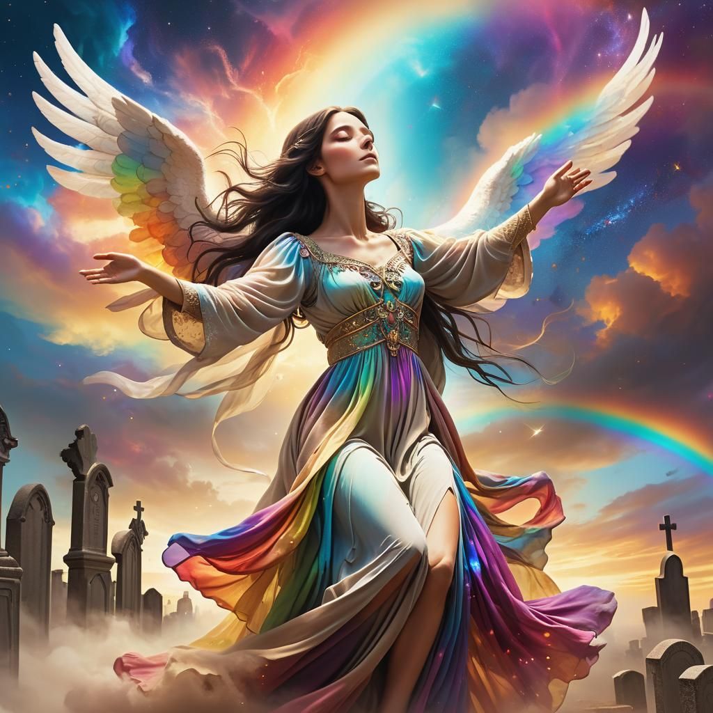 Dreamlike Angel Portrait in Art Nouveau Style