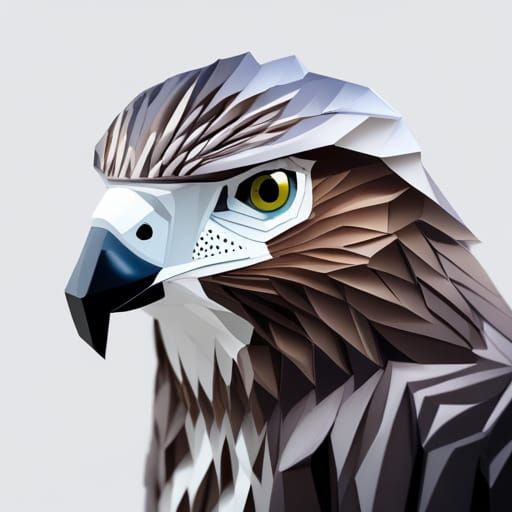 Origami Falcon Portrait in Papercraft Style