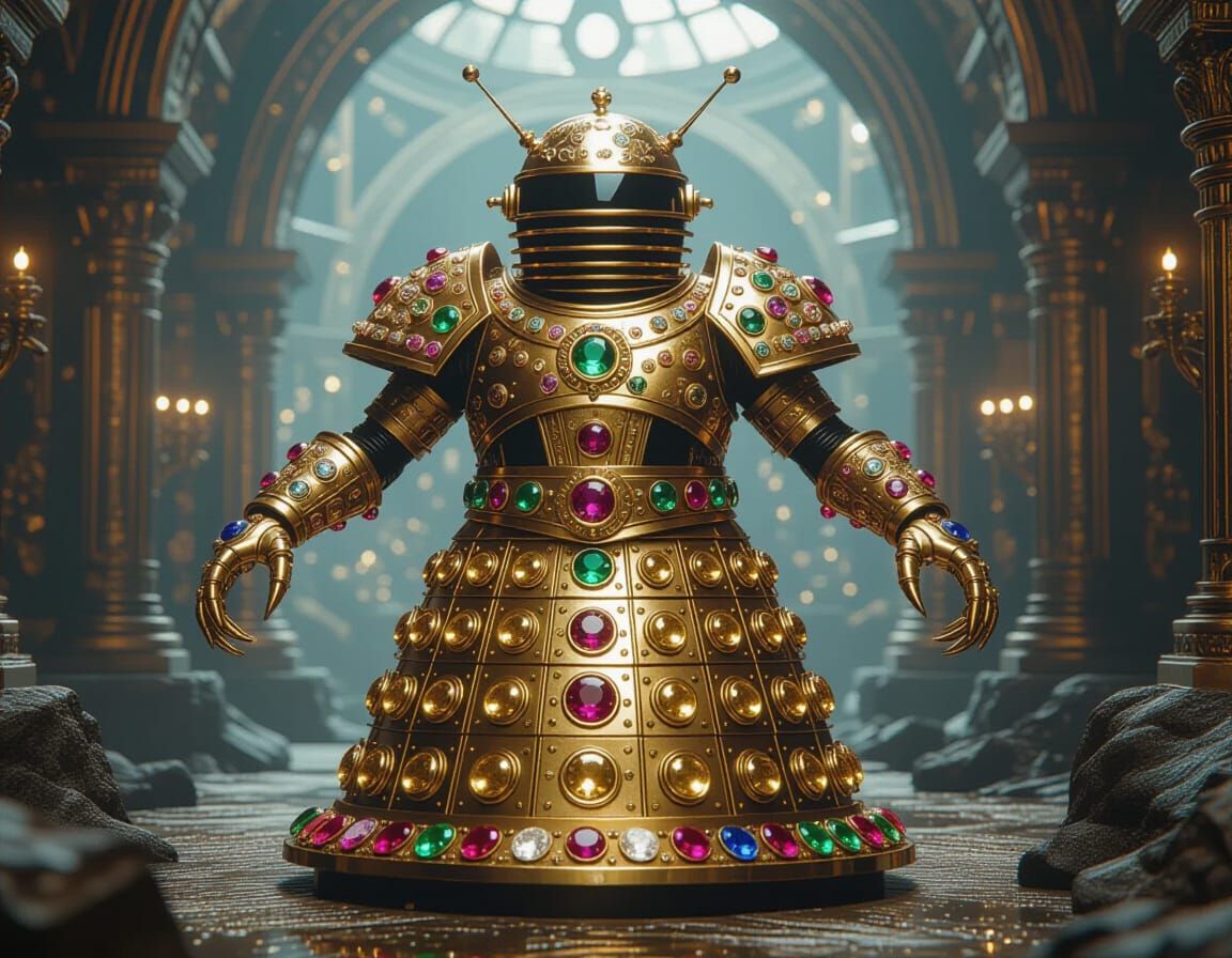 Bejeweled Alien Robot in Ornate Armor, as Digital Art