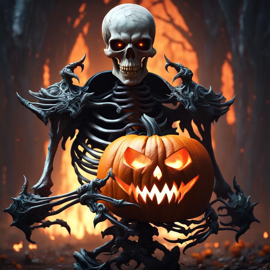 Skeleton Pumpkin Demon with Iron Claws