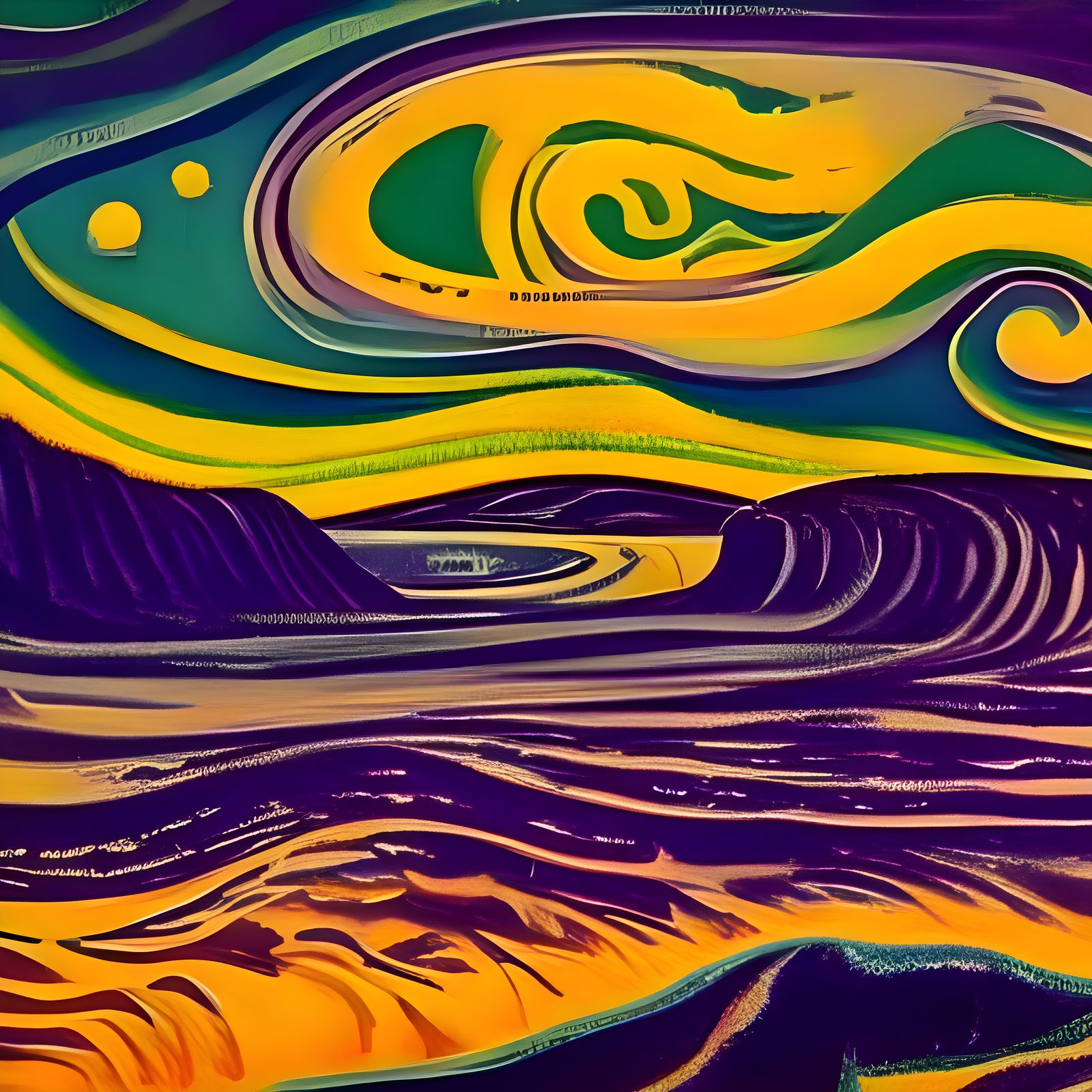 Psychedelic Celestial Landscape with Magical Particles