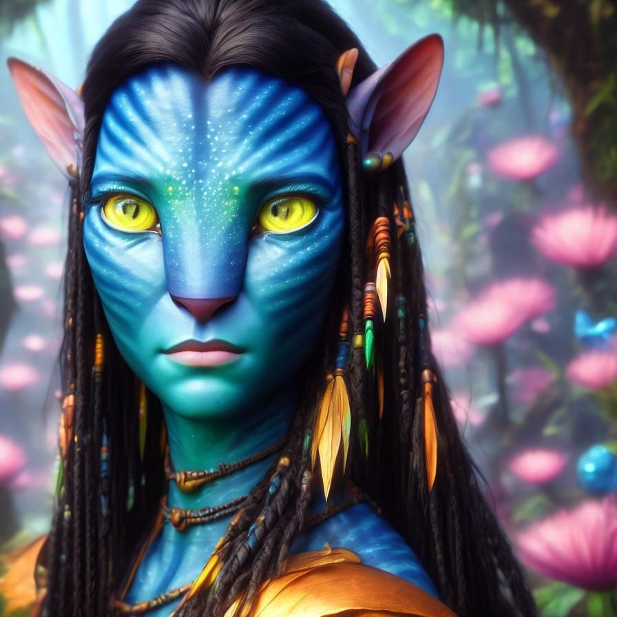 Detailed Avatar Na'vi Woman in Jungle Setting