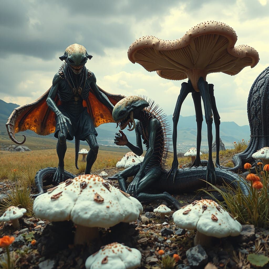 Alien Creatures Evolving on Exoplanet: Xenobiology Art