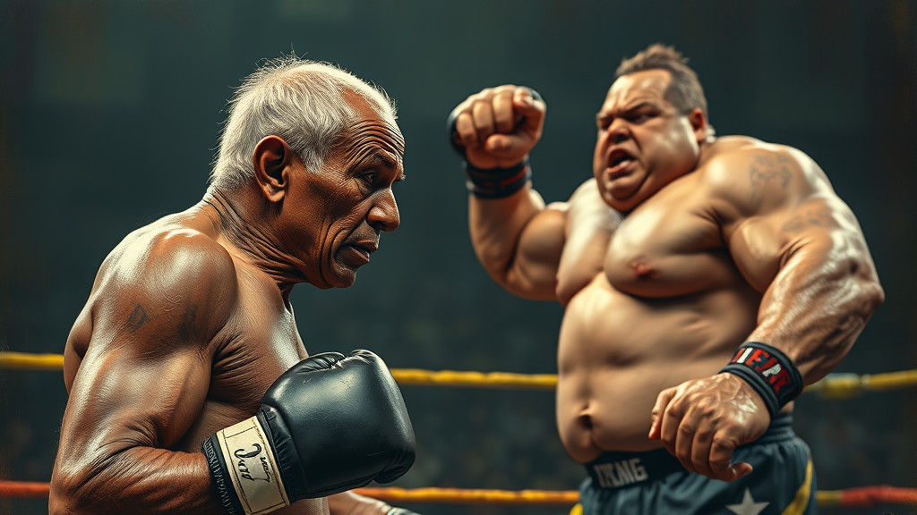 Geriatric Boxer in Muted Airbrush Art Style