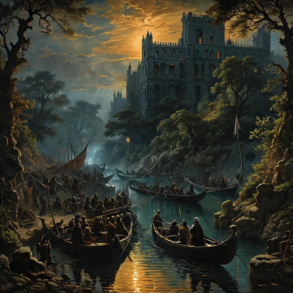 Ascetic with Metal Grate: Neo-Impressionist Oil Painting