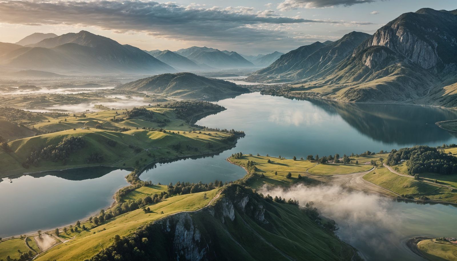 Magnificent Valley Landscape Under Blue Evening Sky