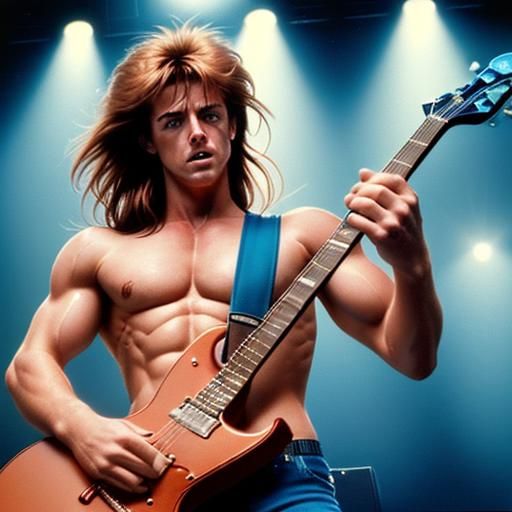 1980s Rockstar Guitar Solo on Stage