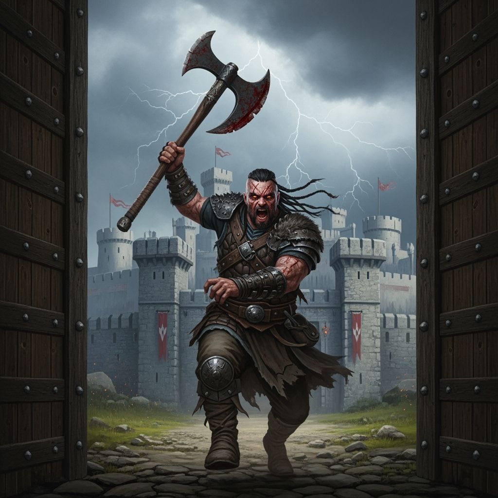 Marauder Assaults Fortress in Dark Fantasy Style