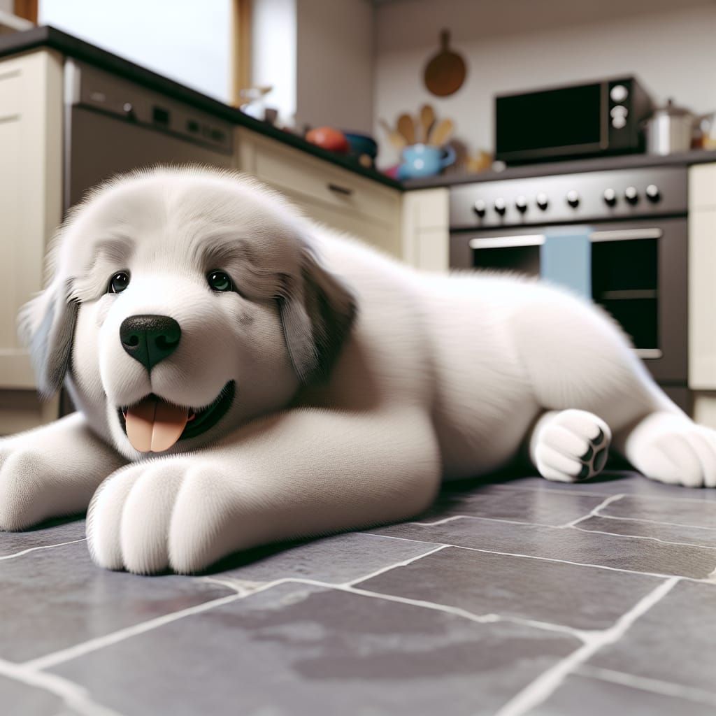 Great Pyrenees Puppy Lounging: A CG Image
