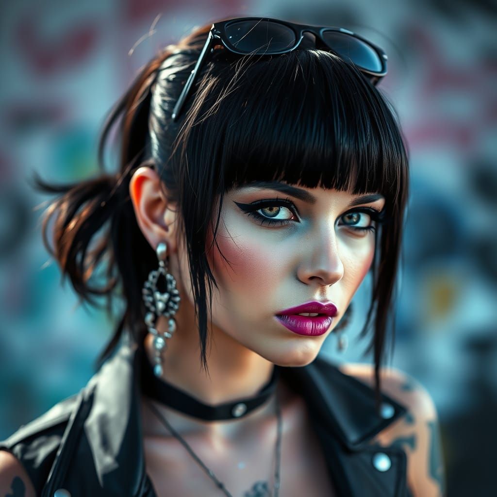 Goth Punk Woman with Intense Gaze