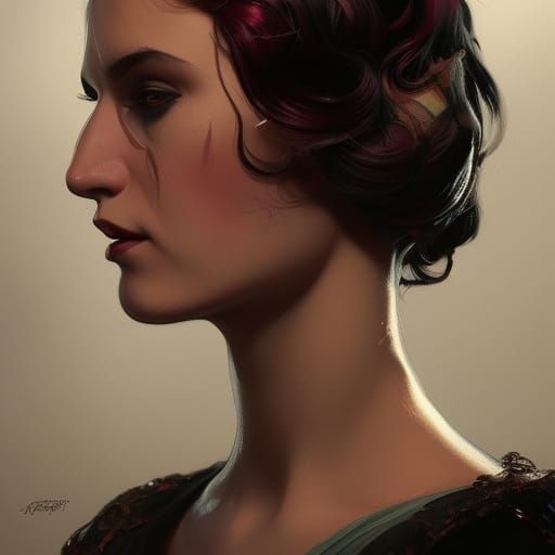 1920s Mobster Girl Portrait in Art Nouveau Style