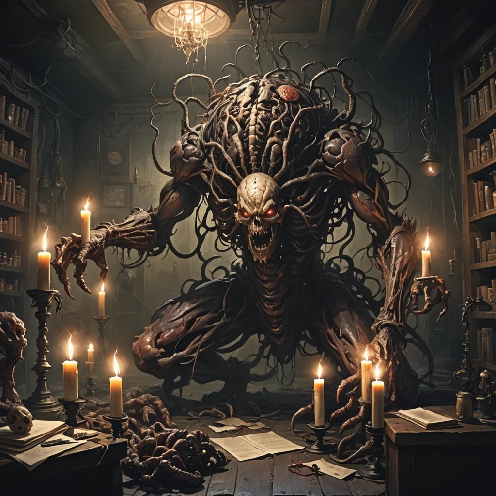 Dark Surrealism Concept Art: Biomechanical Horror in Oil