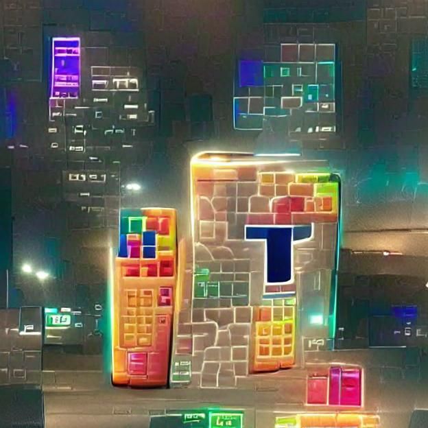 Colorful Tetris Blocks in Abstract Composition