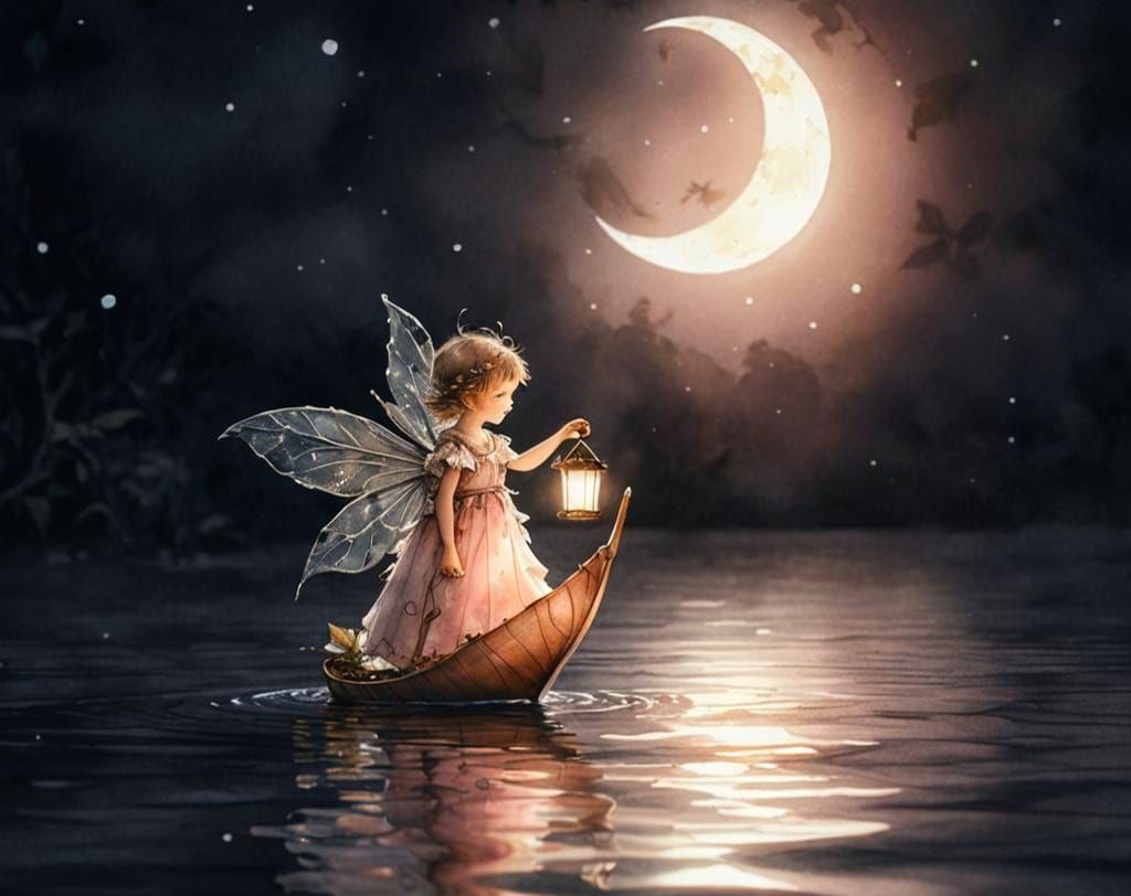 Autumn leaf boat of pixie...