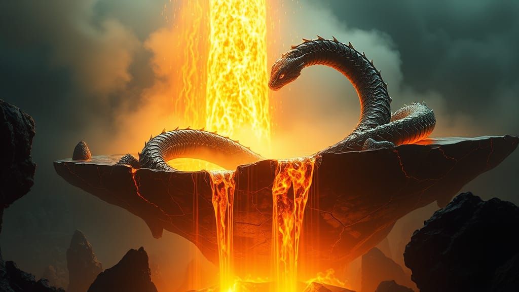 Biomechanical Serpent Unfurls from Obsidian Isle in a Tapest...