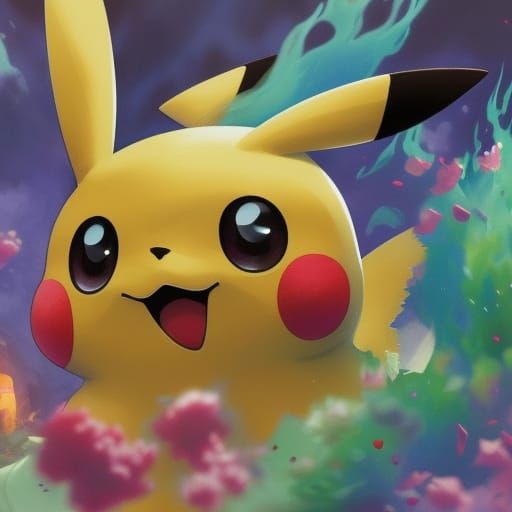 Pikachu Splash Art in Digital Watercolor Style
