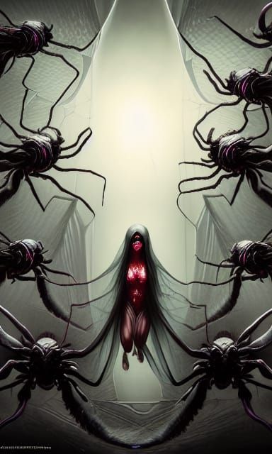 Eight-Eyed Spider-Lady in Dark Fantasy Style