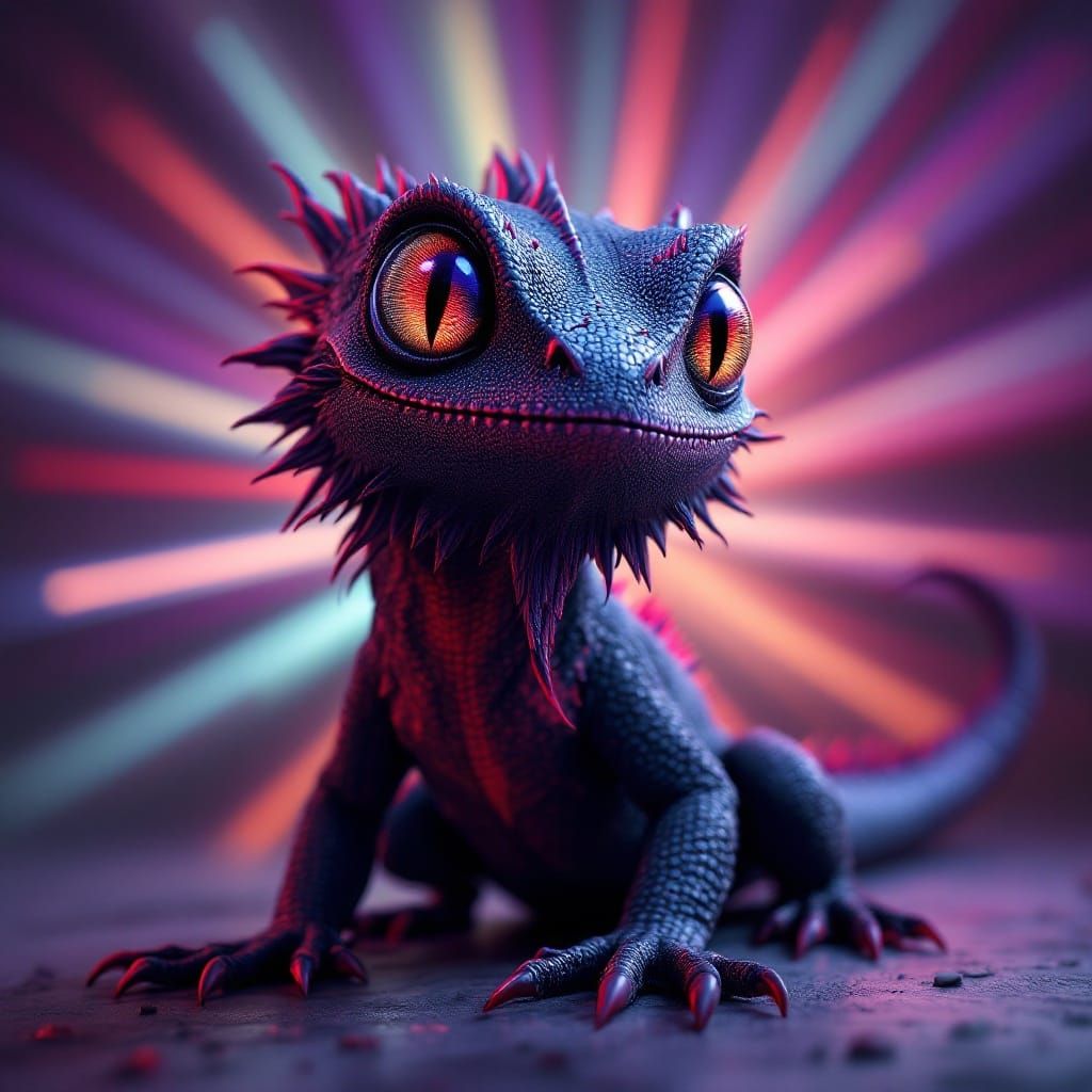 Gothic Bearded Dragon in Pixar 3D Style