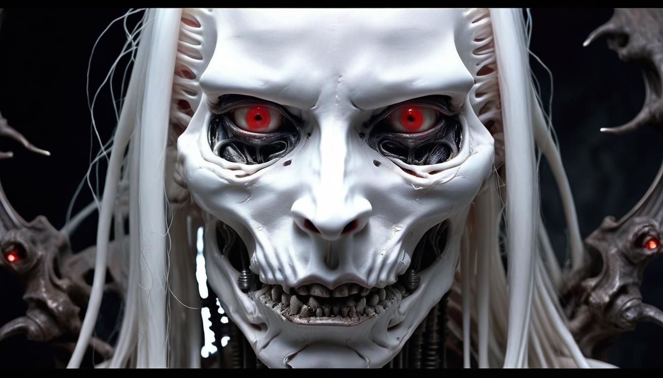 Grotesque Knull Portrait in Biomechanical Horror Style