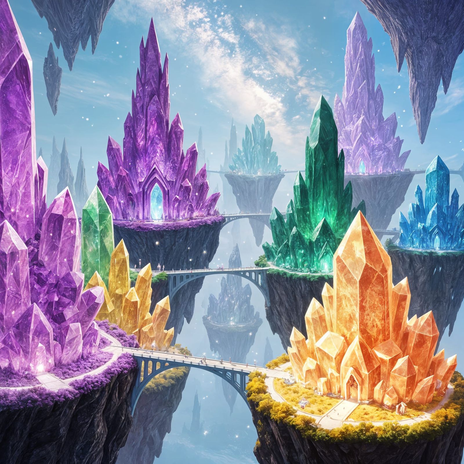 Gleaming Gemstone Cityscape in High Fantasy