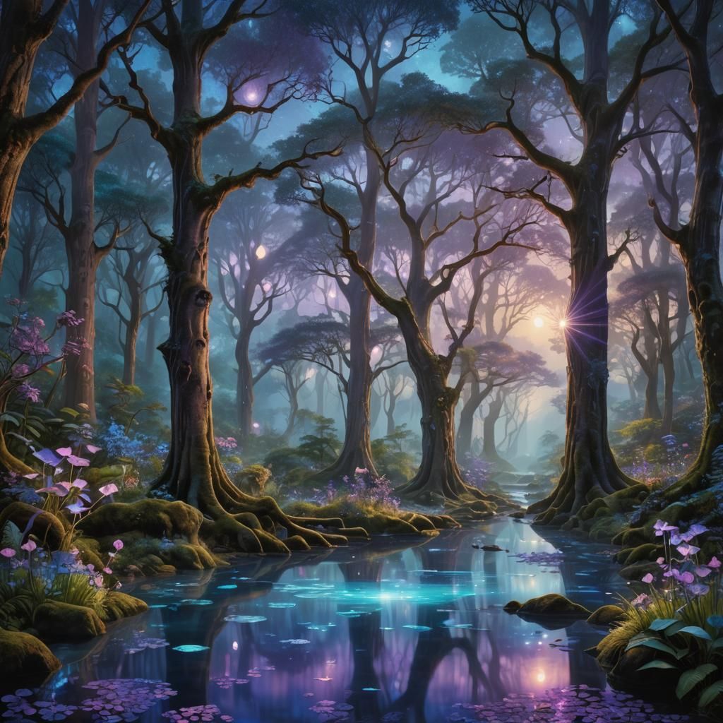 Enchanted Forest at Twilight in Ethereal Fantasy Style