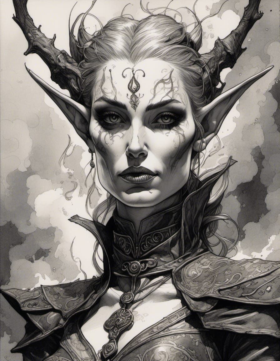 Elf Inquisitor in Potterverse: Ink Wash Art