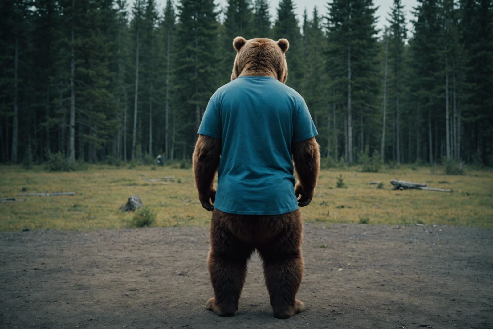 Kodiac Bear in Blue T-Shirt Cinematic Still