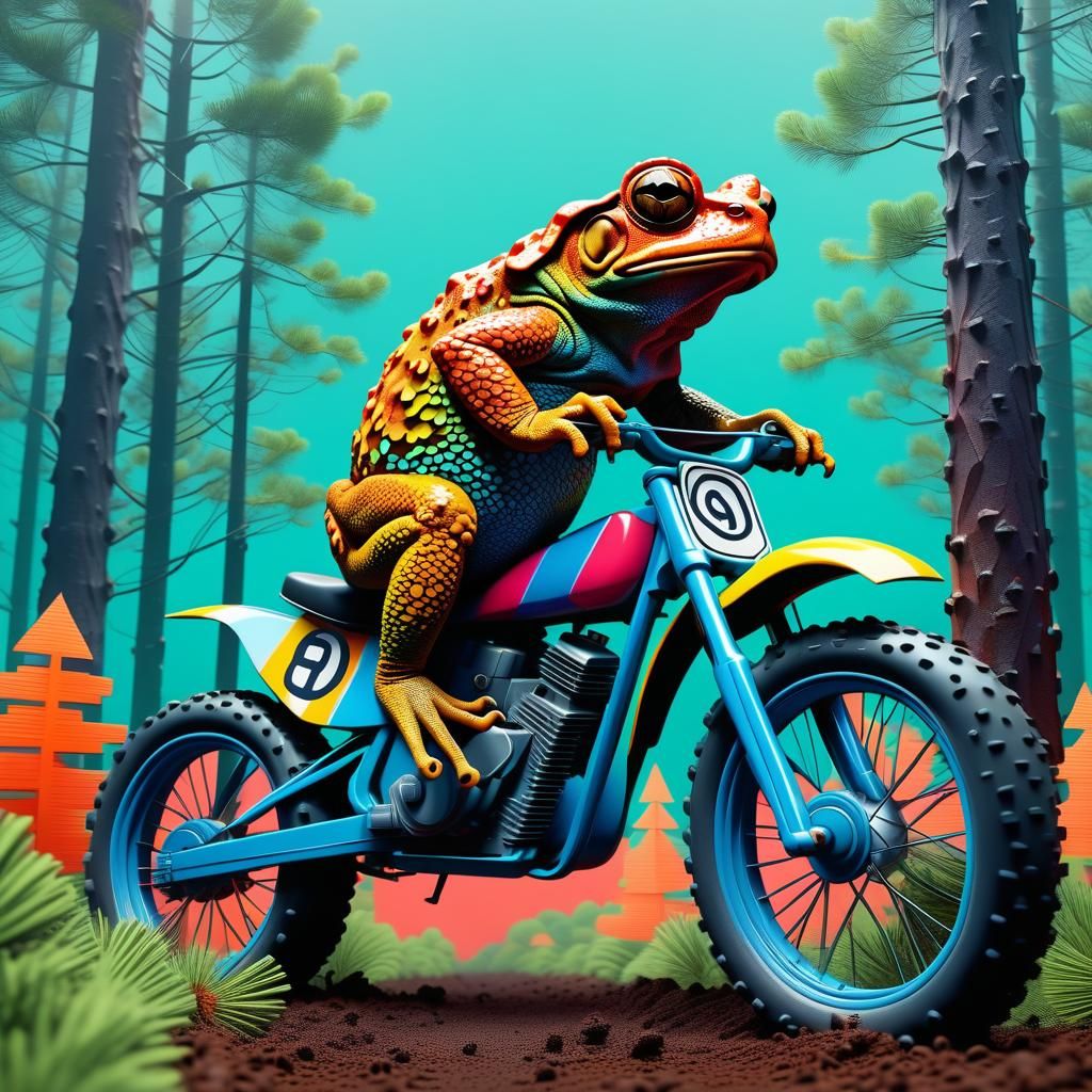 Cane Toad Motorcross in Pop Art Style