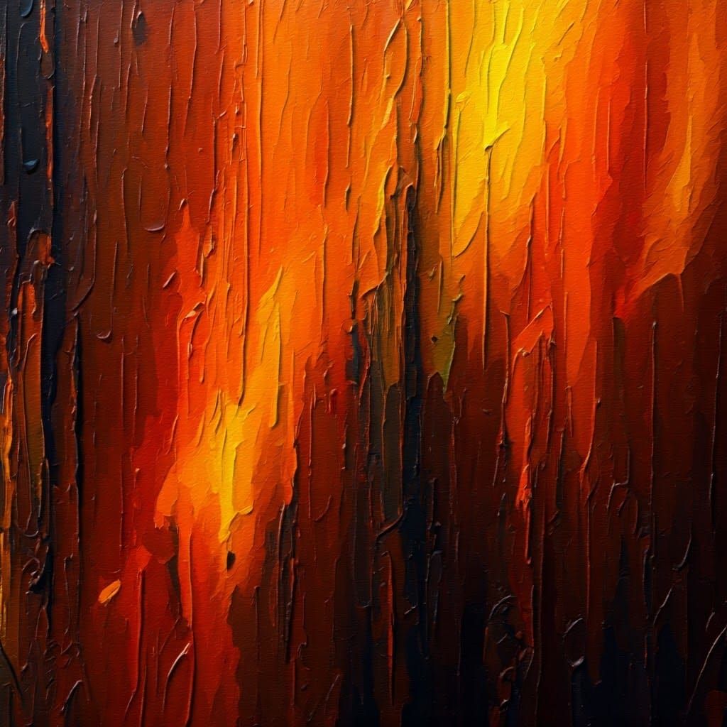 Abstract Expressionist Painting in Burnt Orange Hues