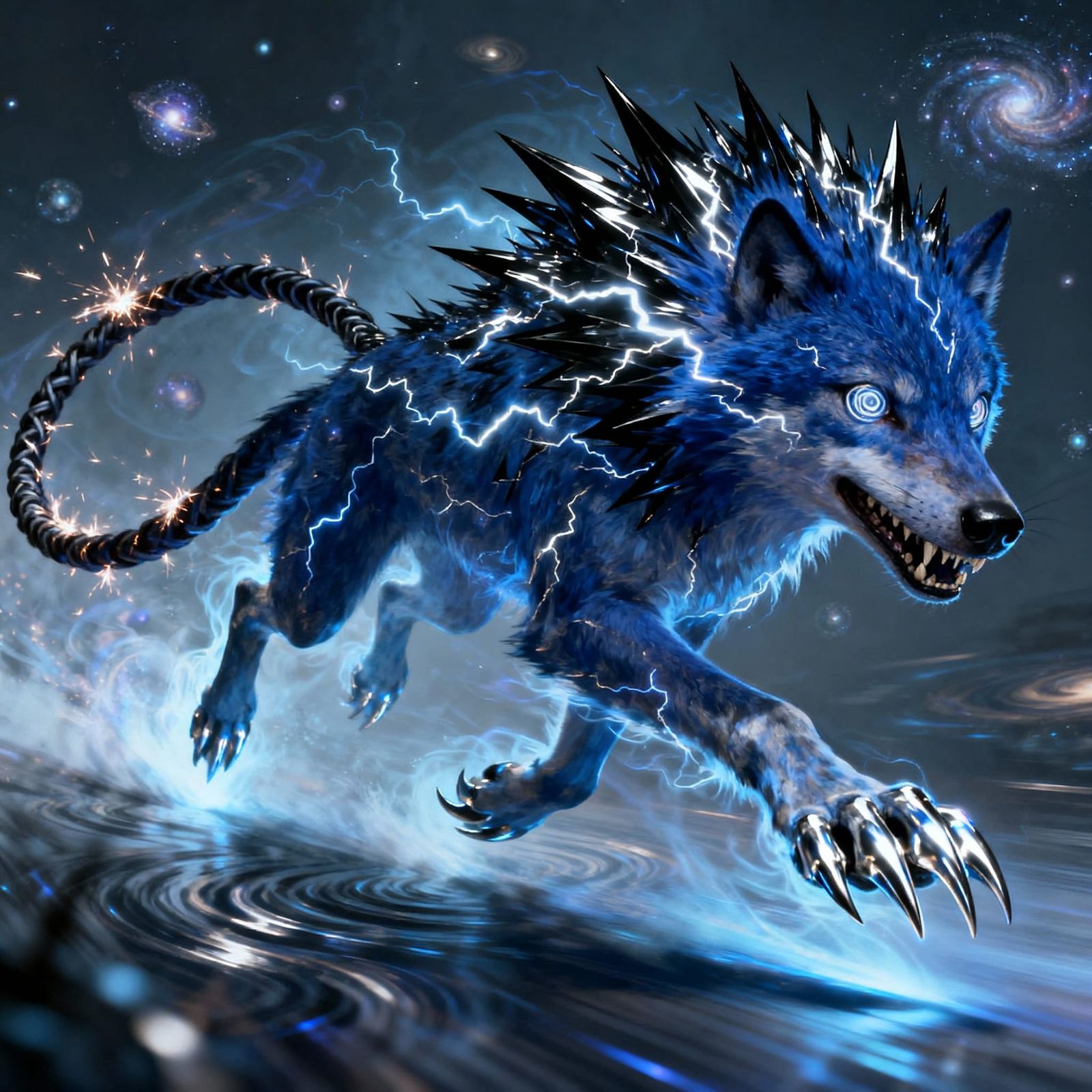 Riftstalker: Cosmic Wolf With Lightning Fur