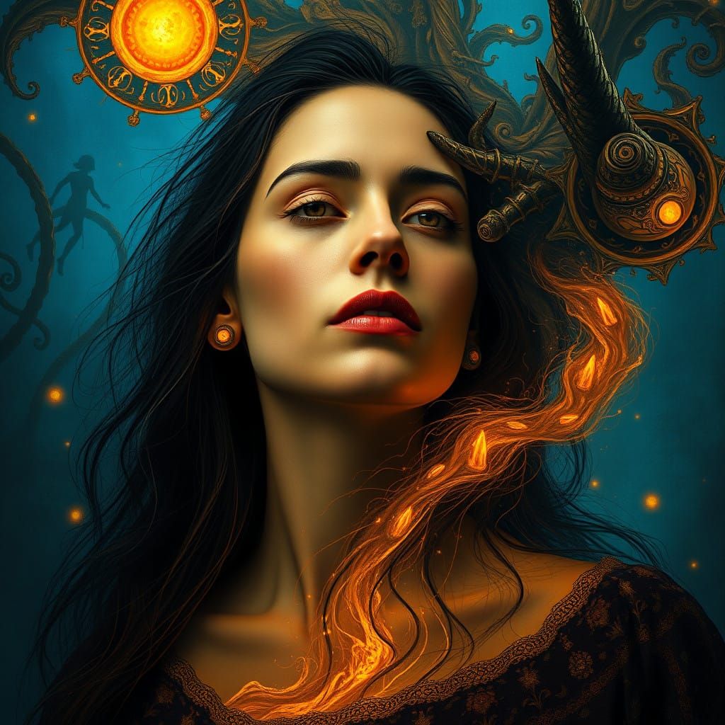 Surreal Dream Queen in Warm Golden Light