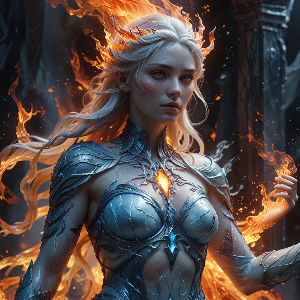 Goddess of Ice and Fire in Elemental Mist - Fantasy Concept ...