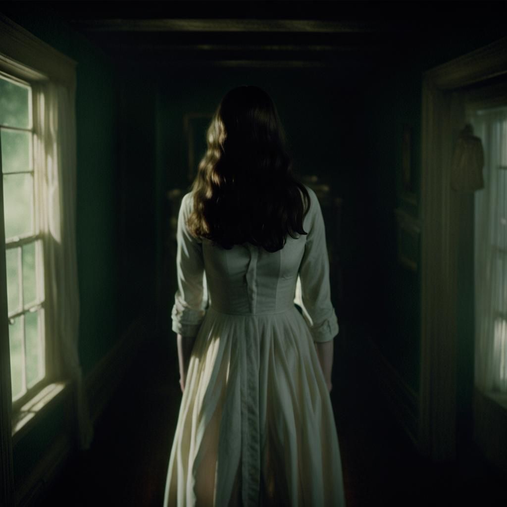 Lost Sorority President in Sinister Cinematic Horror Style