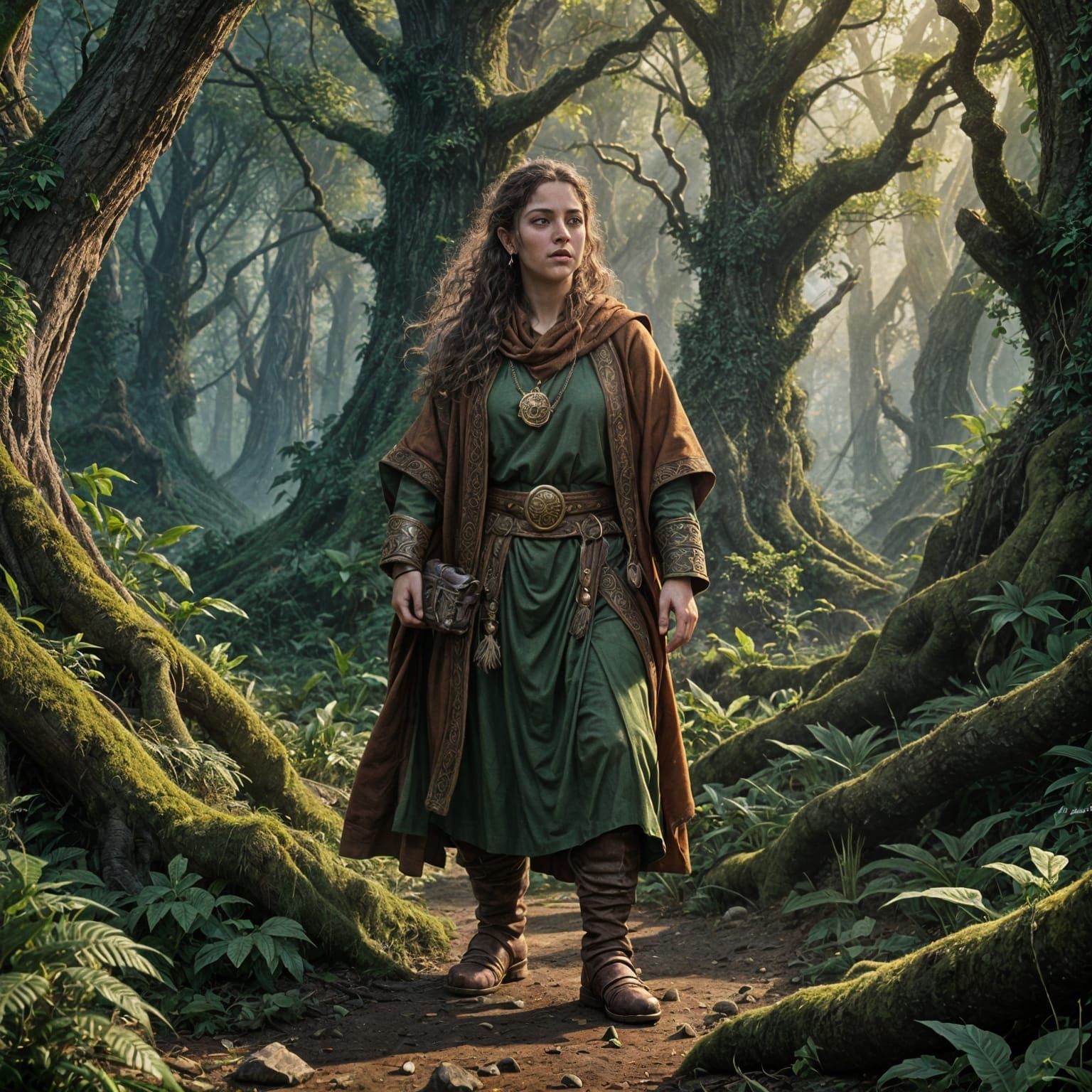 Fantastical Dwarf Monk in Intricate Matte Painting