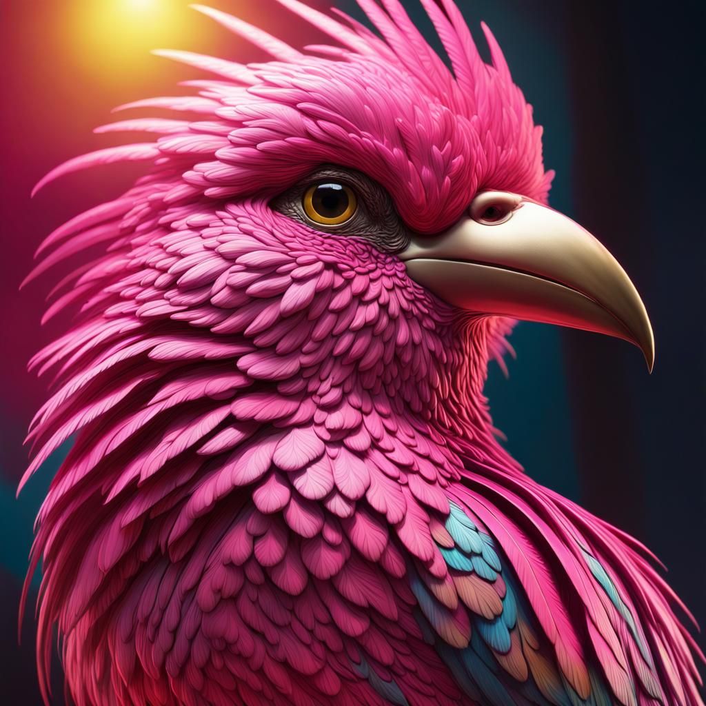 Detailed Pink Flamingo in Hyperrealistic 3D Style