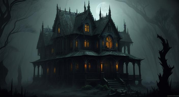 Eerie Crystal House in Gothic Concept Art