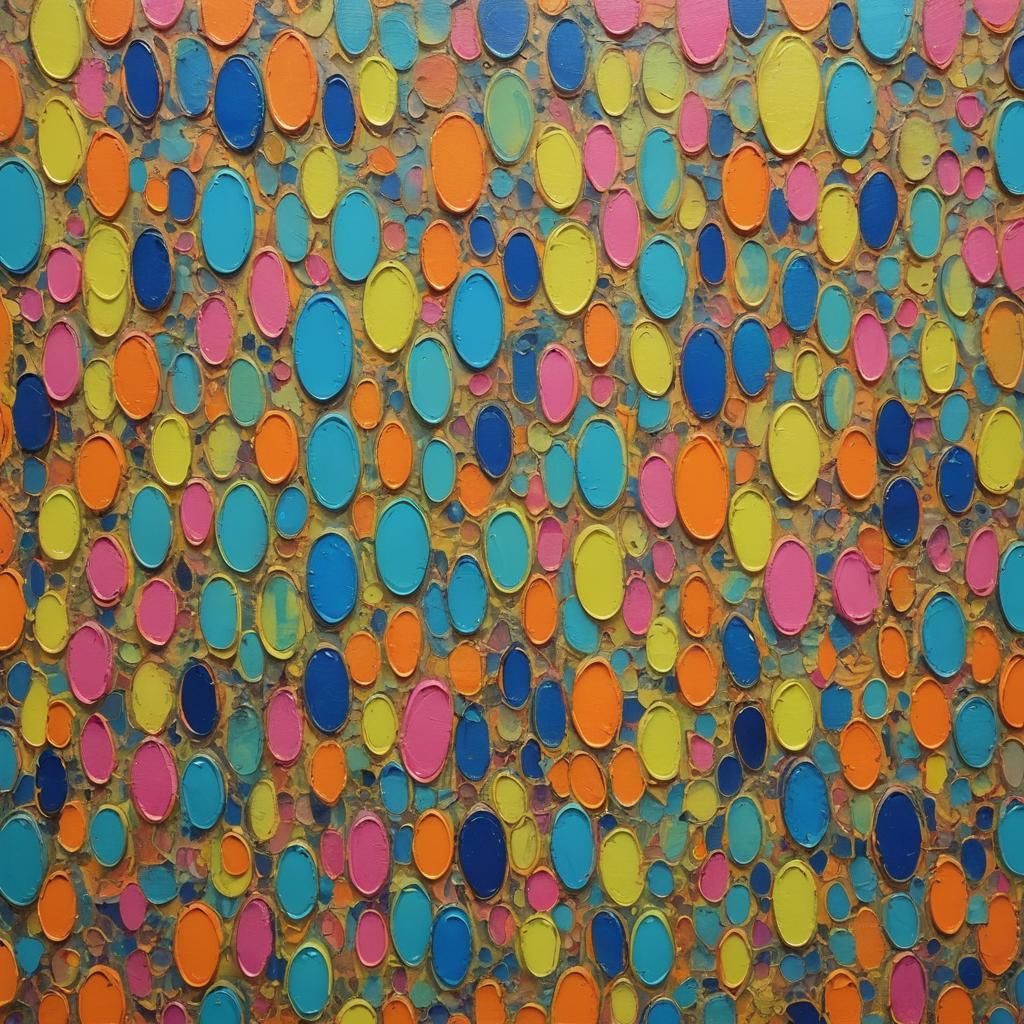 Abstract Ovals in Neon Colors, Oil Painting
