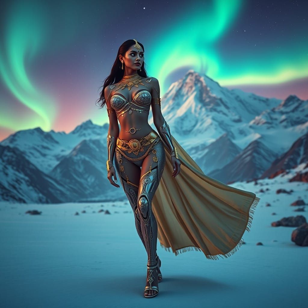 Cyberpunk Goddess Ascends Mount Kailas