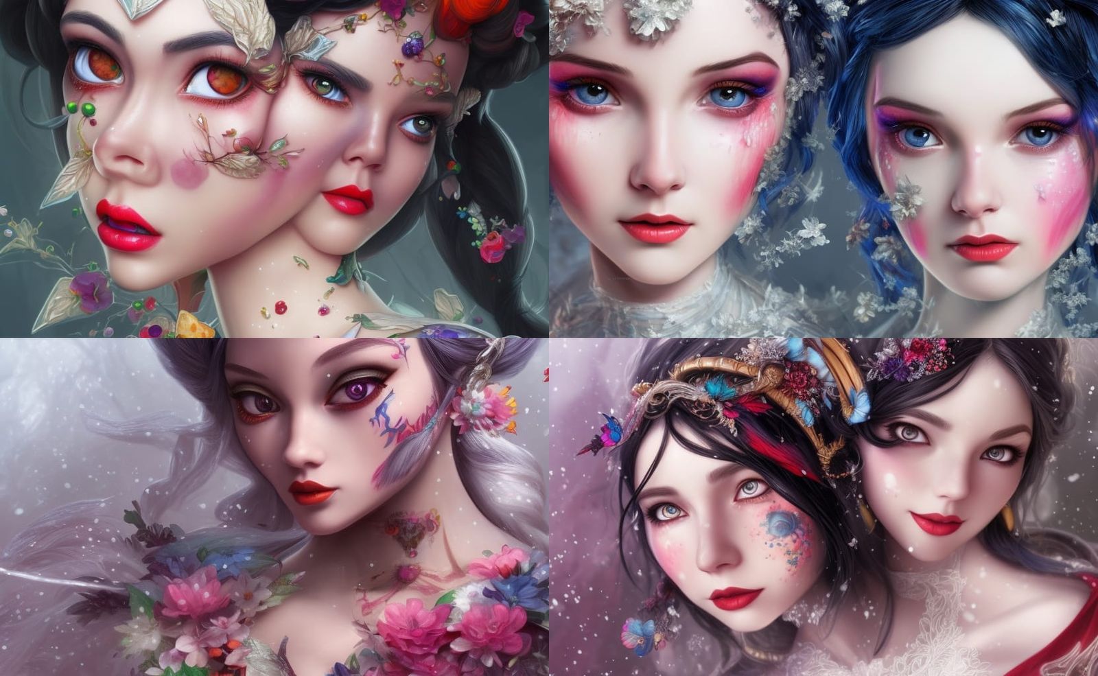Hyperrealistic Snow White Portrait in Colorful Fantasy Style