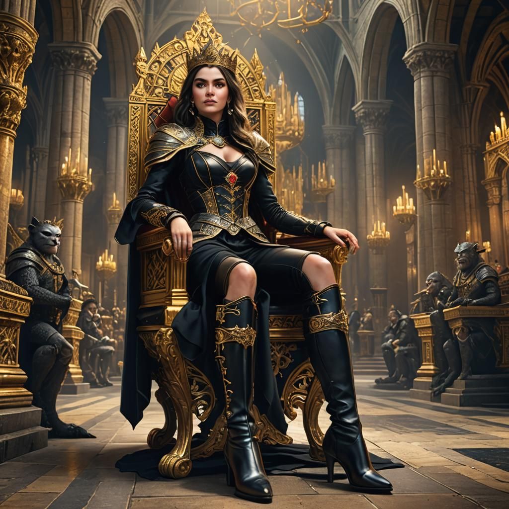 Queen of Armenia on Golden Throne: Detailed Matte Painting