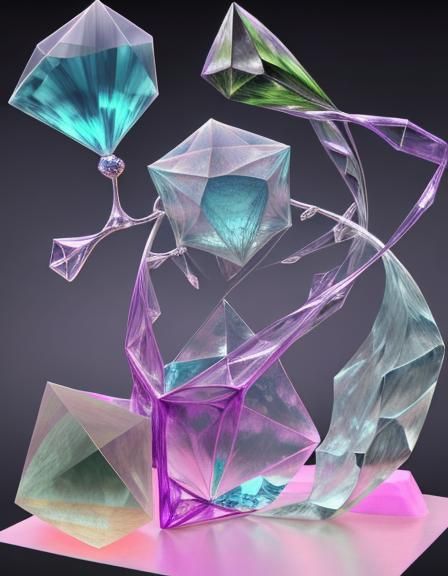 Abstract Herkimer Refraction with Metatronic Cube