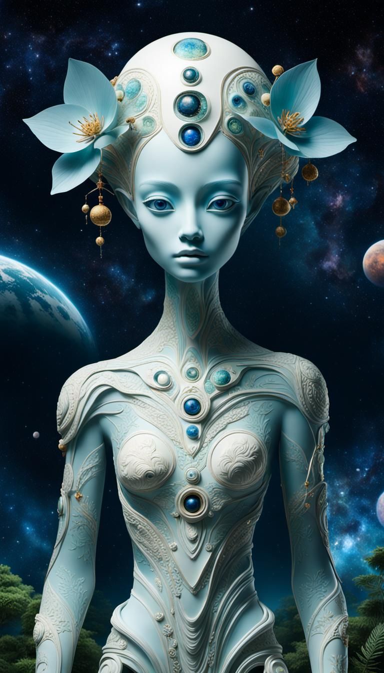 Cosmic Being with Alien Traits in Digital Art