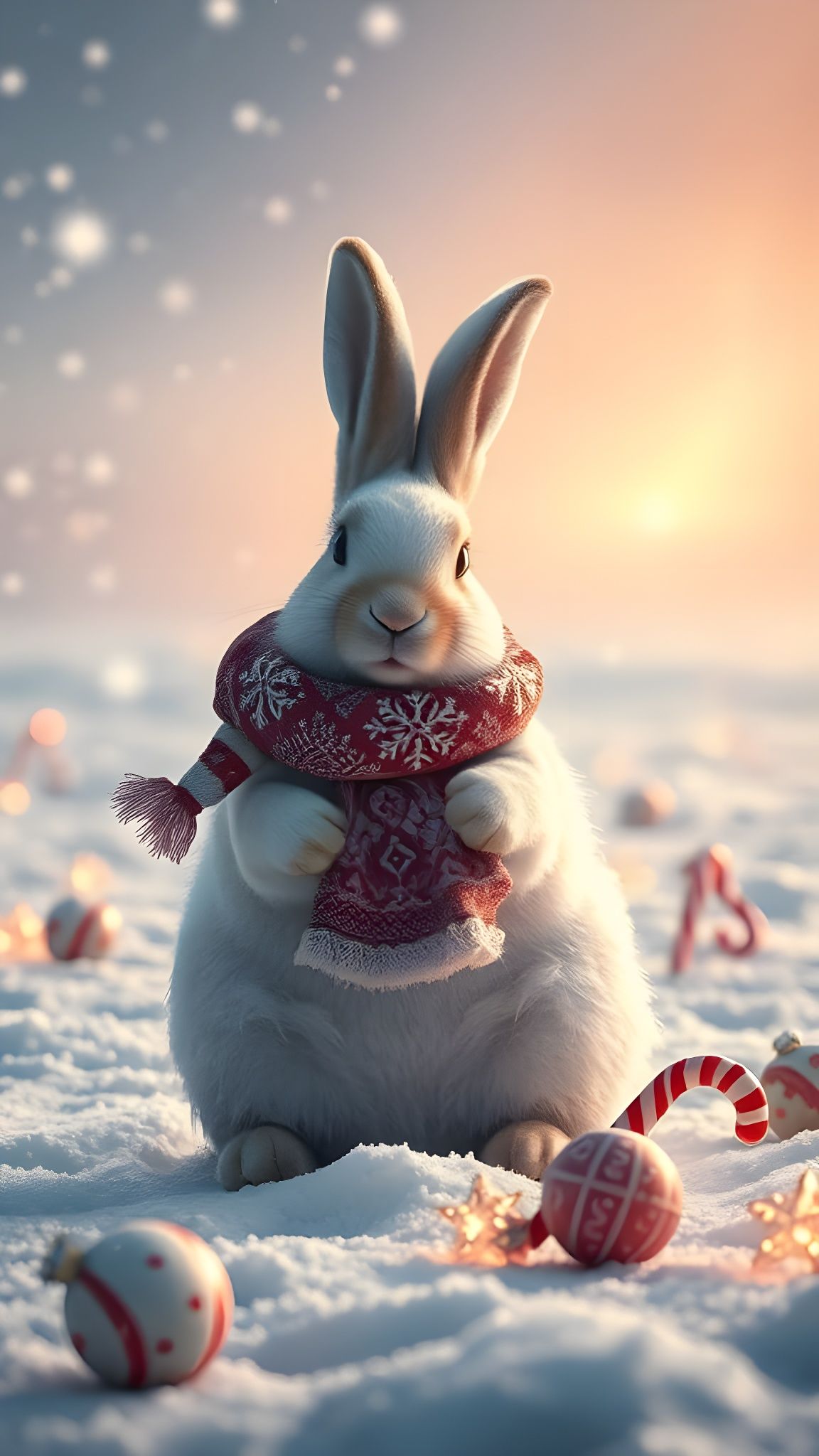 Surreal Christmas Hare Illuminated by Starlight