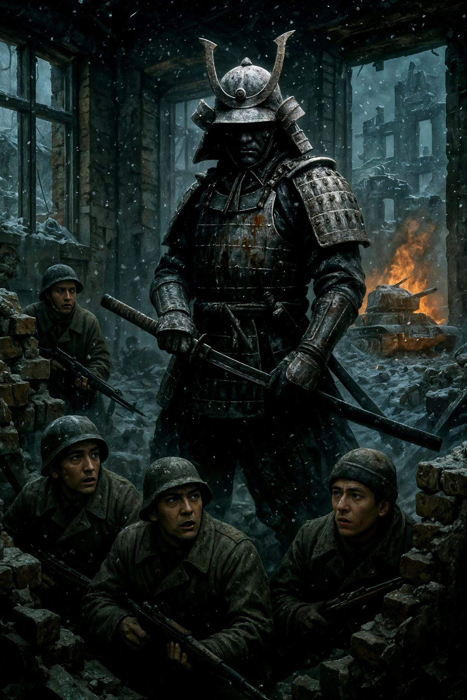 Stalingrad Samurai in Frozen Ruins Battlefield