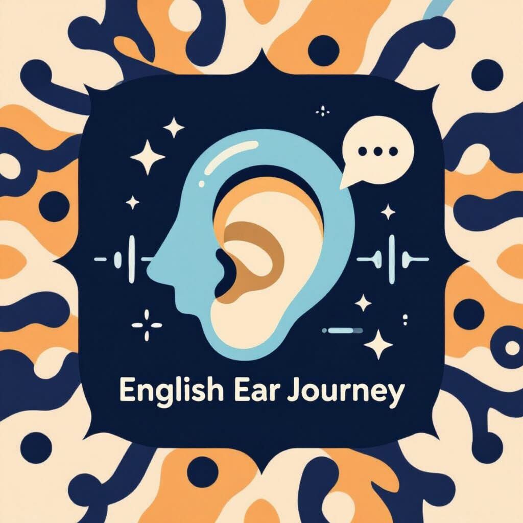 Minimalist Ear Icon with Sound Waves and Speech Bubble