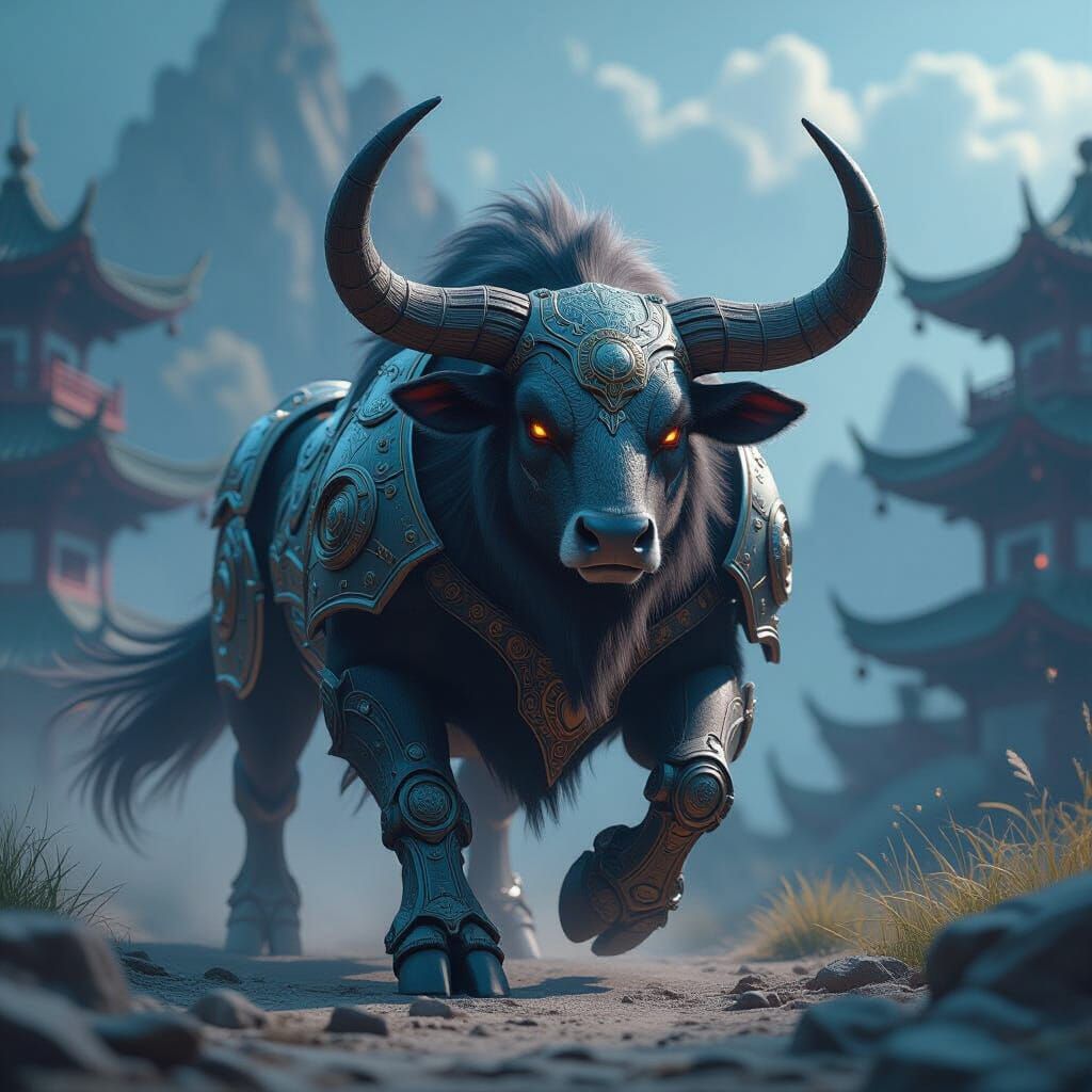 Battle Steer in Mechanical Armor, Anime Style