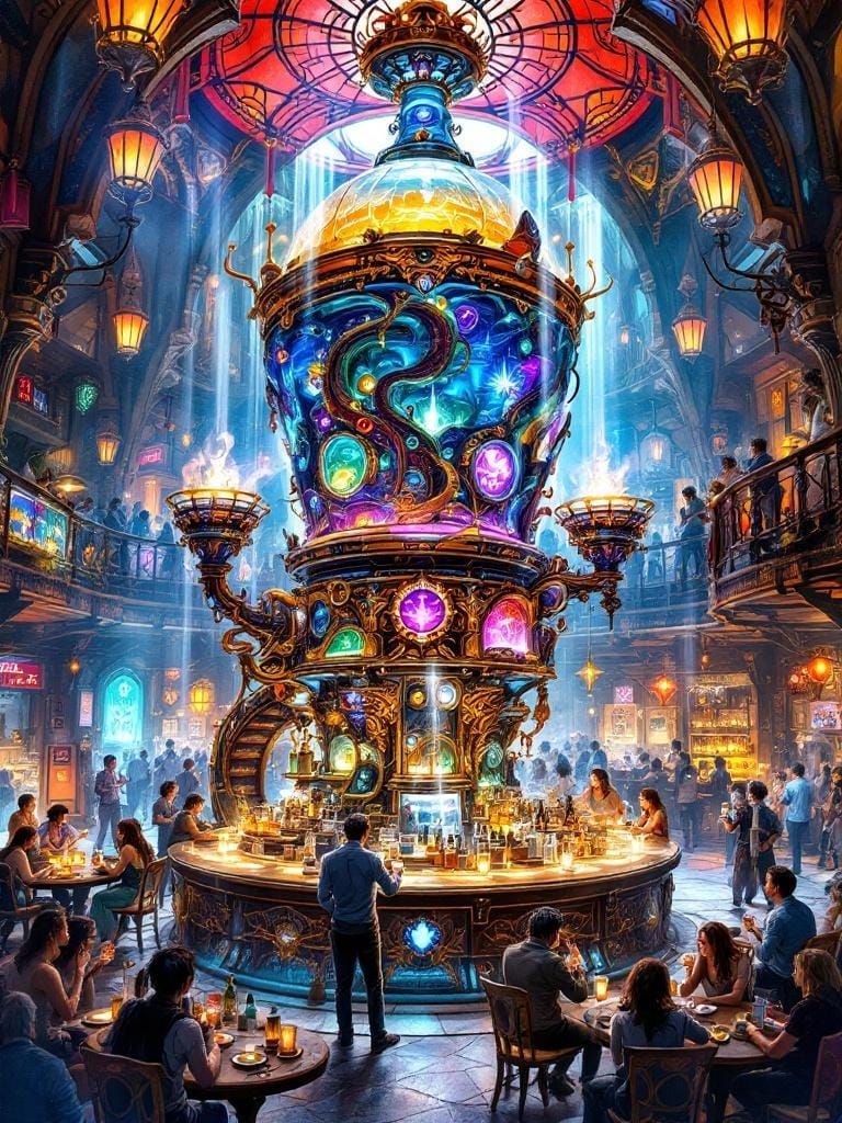 Fantasy Tavern with Magical Drink Dispenser