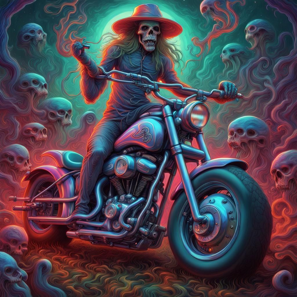 Surreal Motorcycle Guitar Hybrid in Cosmic Style