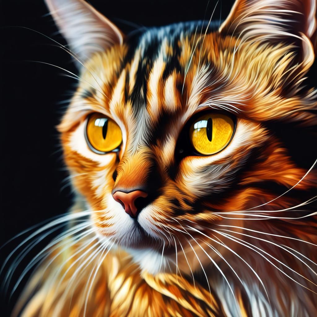 Hyperrealistic Cat Eye with Gold Streaks